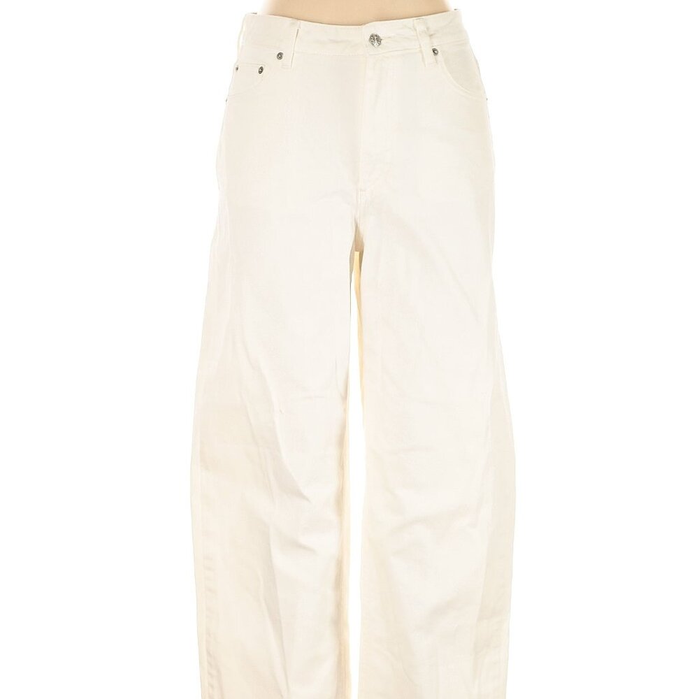 Cream Ivory Wide High Rise Style Jeans Size 36